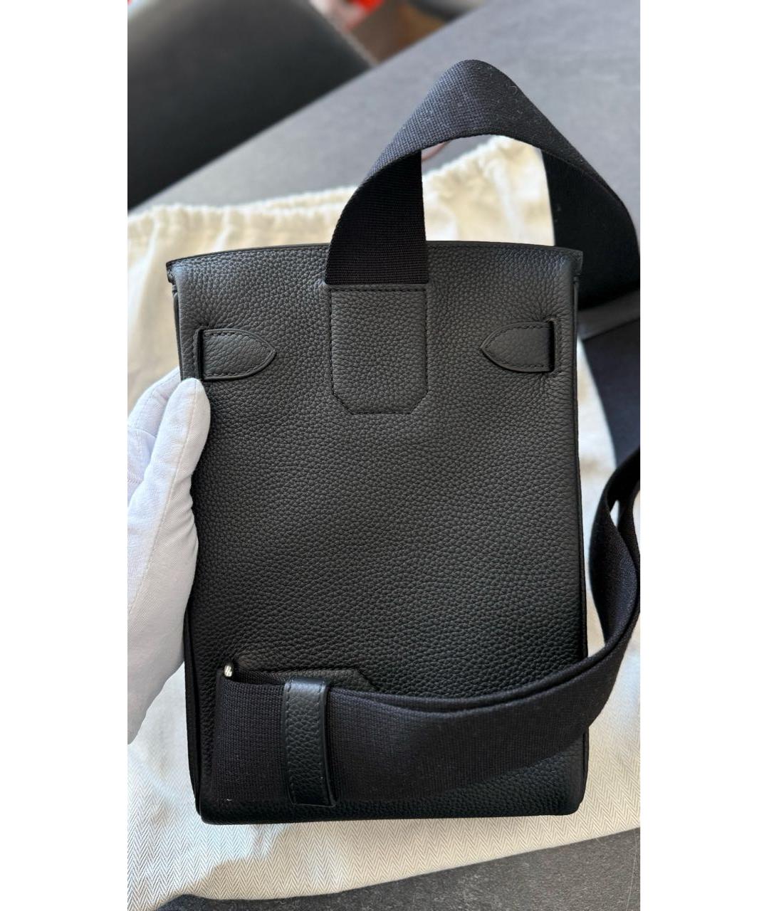 HERMES Черная кожаная сумка на плечо, фото 4