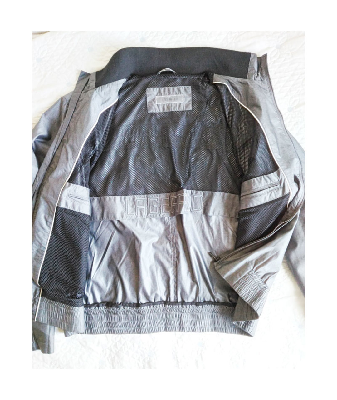 KARL LAGERFELD Серебряная полиамидовая куртка, фото 2