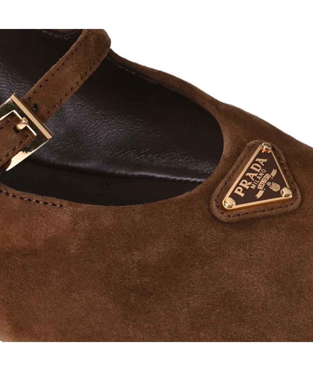 PRADA Коричневые замшевые балетки, фото 3