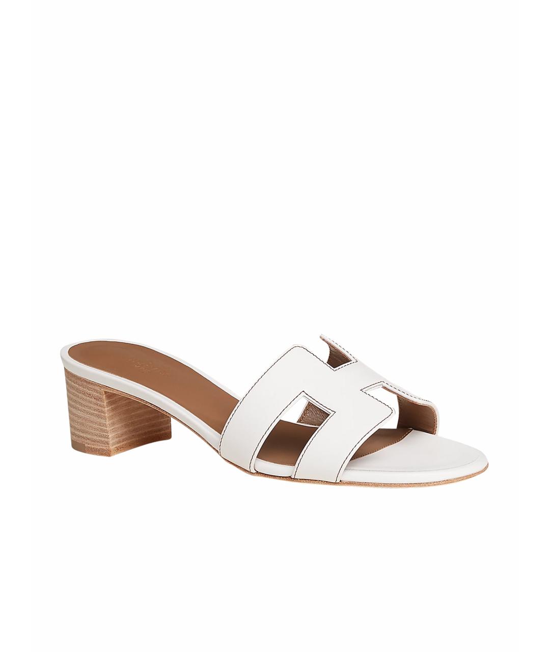 HERMES Белые кожаные сандалии, фото 1