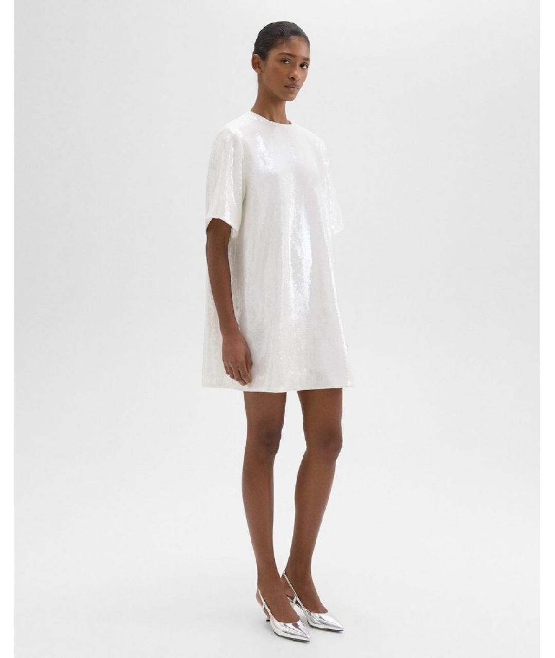 THEORY Белое полиэстеровое вечернее платье, фото 5