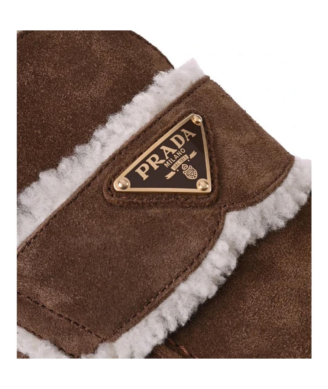 PRADA Коричневые замшевые сабо, фото 3