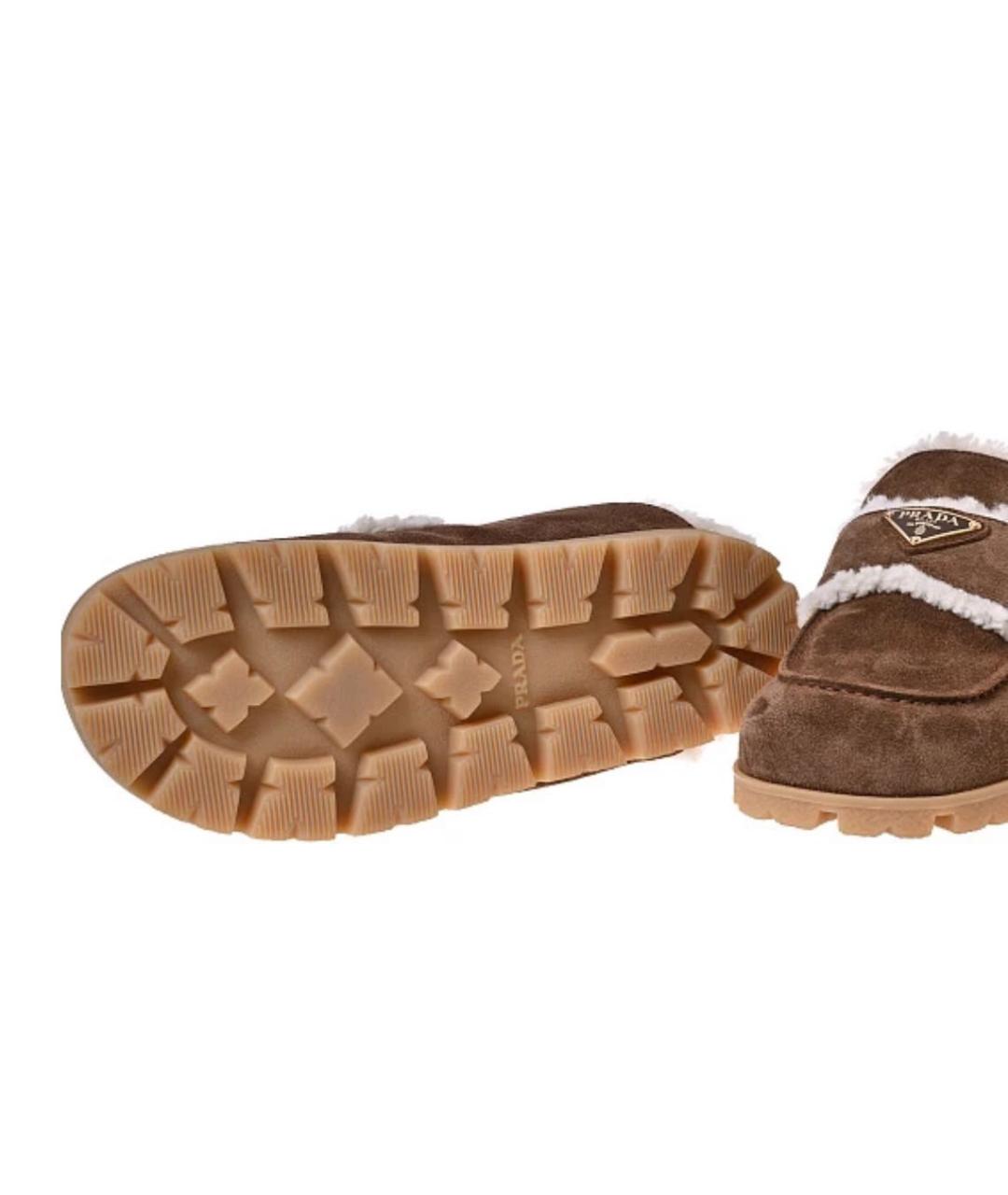 PRADA Коричневые замшевые сабо, фото 5
