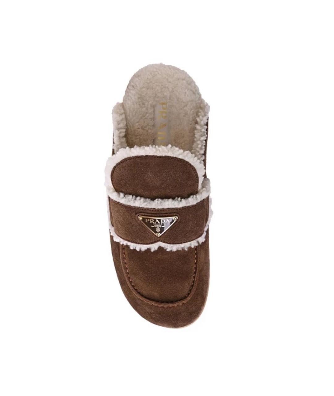 PRADA Коричневые замшевые сабо, фото 4