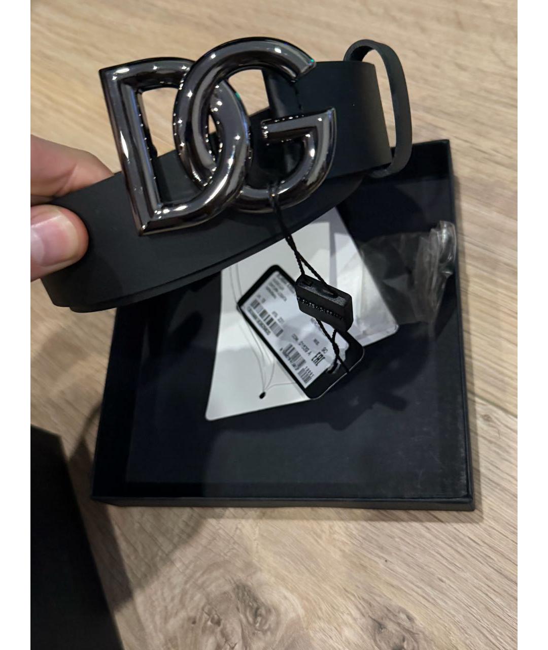 DOLCE&GABBANA Черный кожаный ремень, фото 4