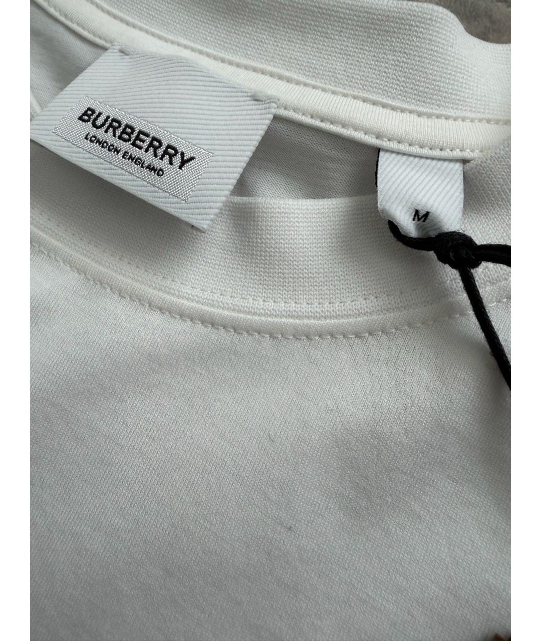 BURBERRY Белая хлопковая футболка, фото 4