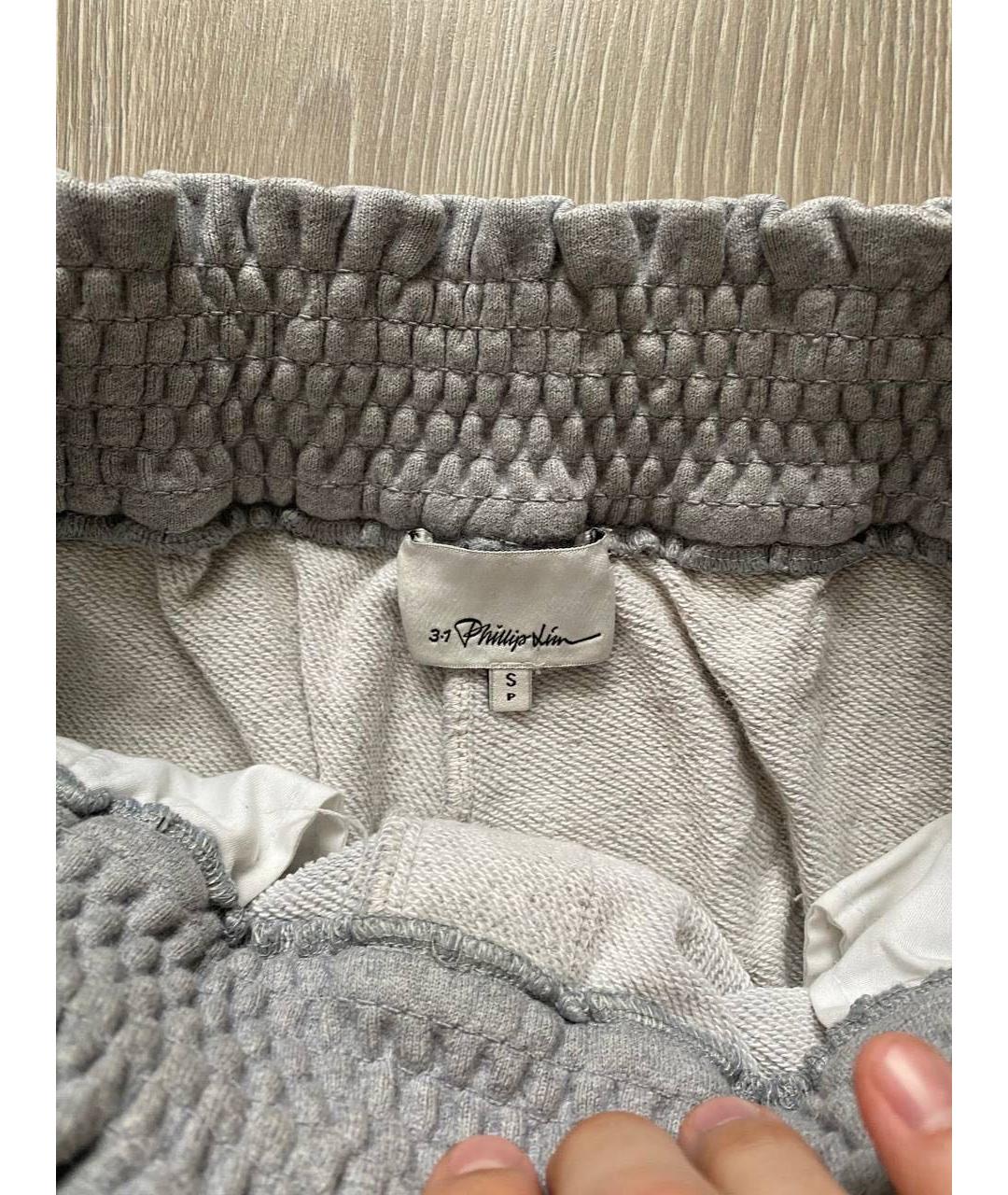 3.1 PHILLIP LIM Серые хлопковые спортивные брюки и шорты, фото 3