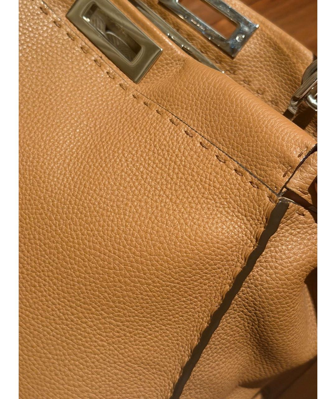 FENDI Коричневая кожаная сумка через плечо, фото 3