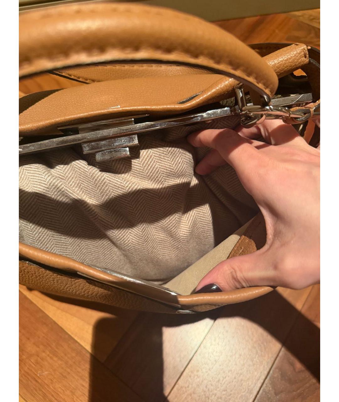 FENDI Коричневая кожаная сумка через плечо, фото 4