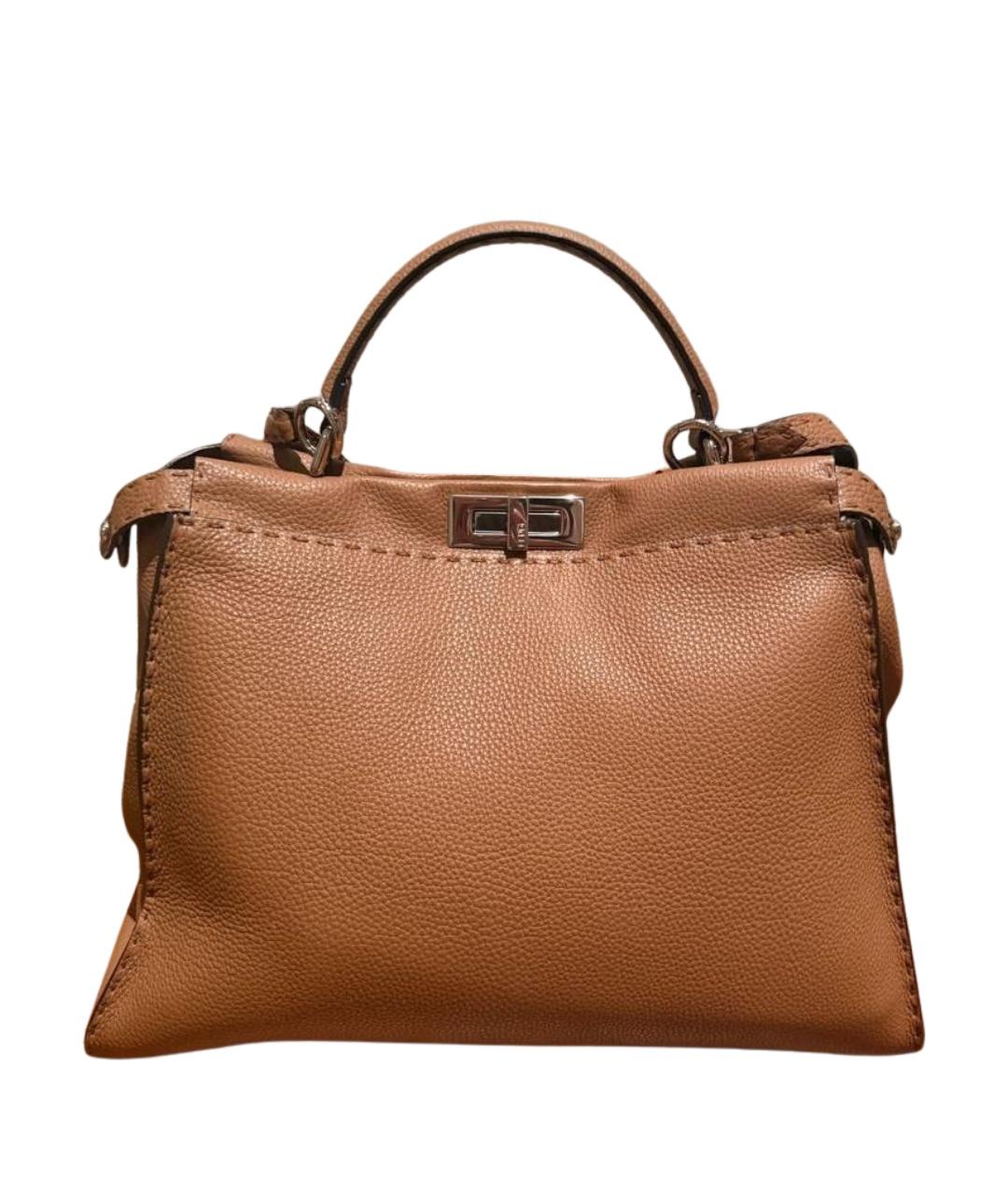 FENDI Коричневая кожаная сумка через плечо, фото 1