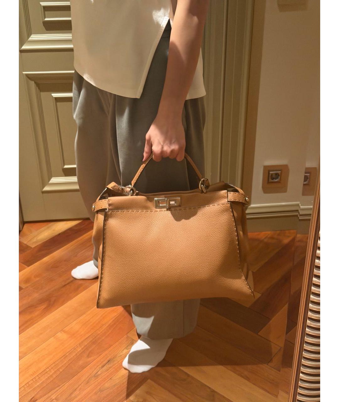 FENDI Коричневая кожаная сумка через плечо, фото 5