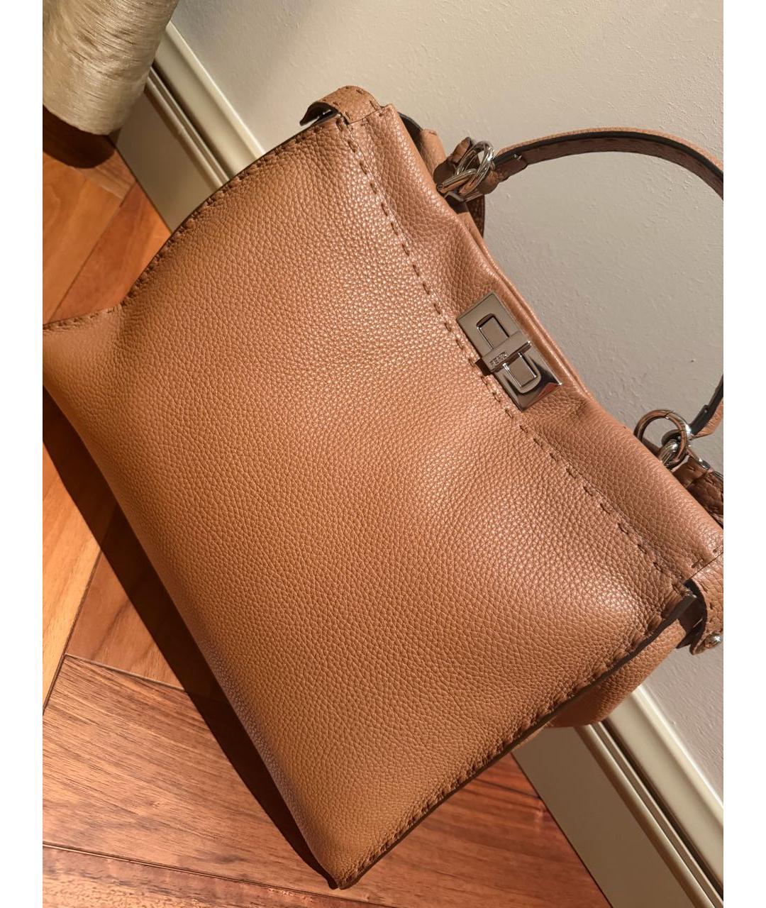 FENDI Коричневая кожаная сумка через плечо, фото 2