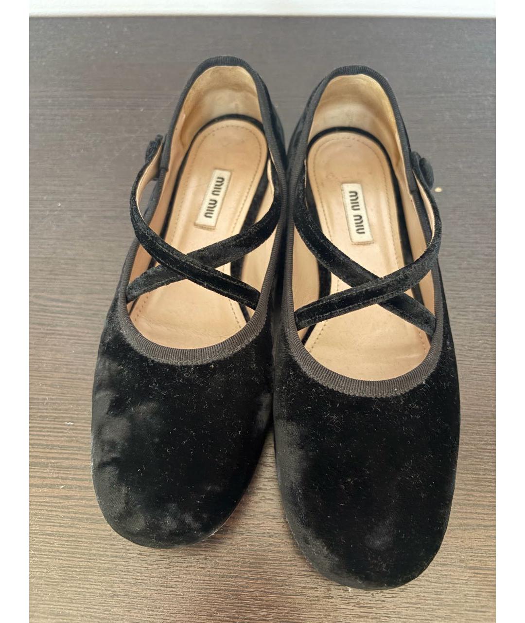 MIU MIU Черные бархатные балетки, фото 3