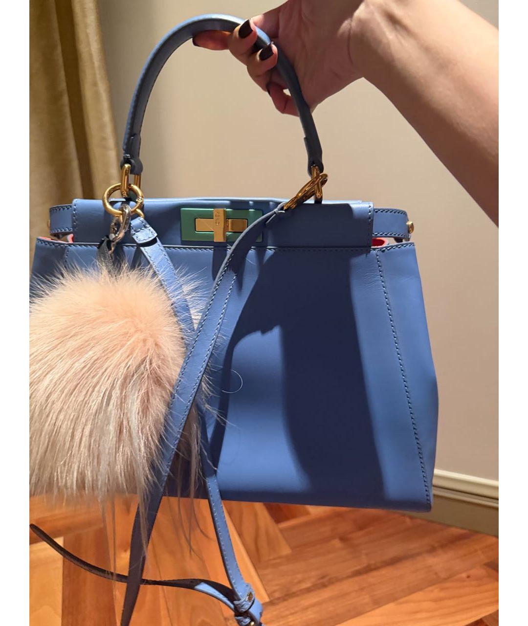 FENDI Голубая кожаная сумка через плечо, фото 6