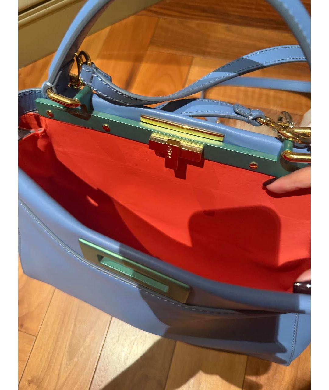 FENDI Голубая кожаная сумка через плечо, фото 4