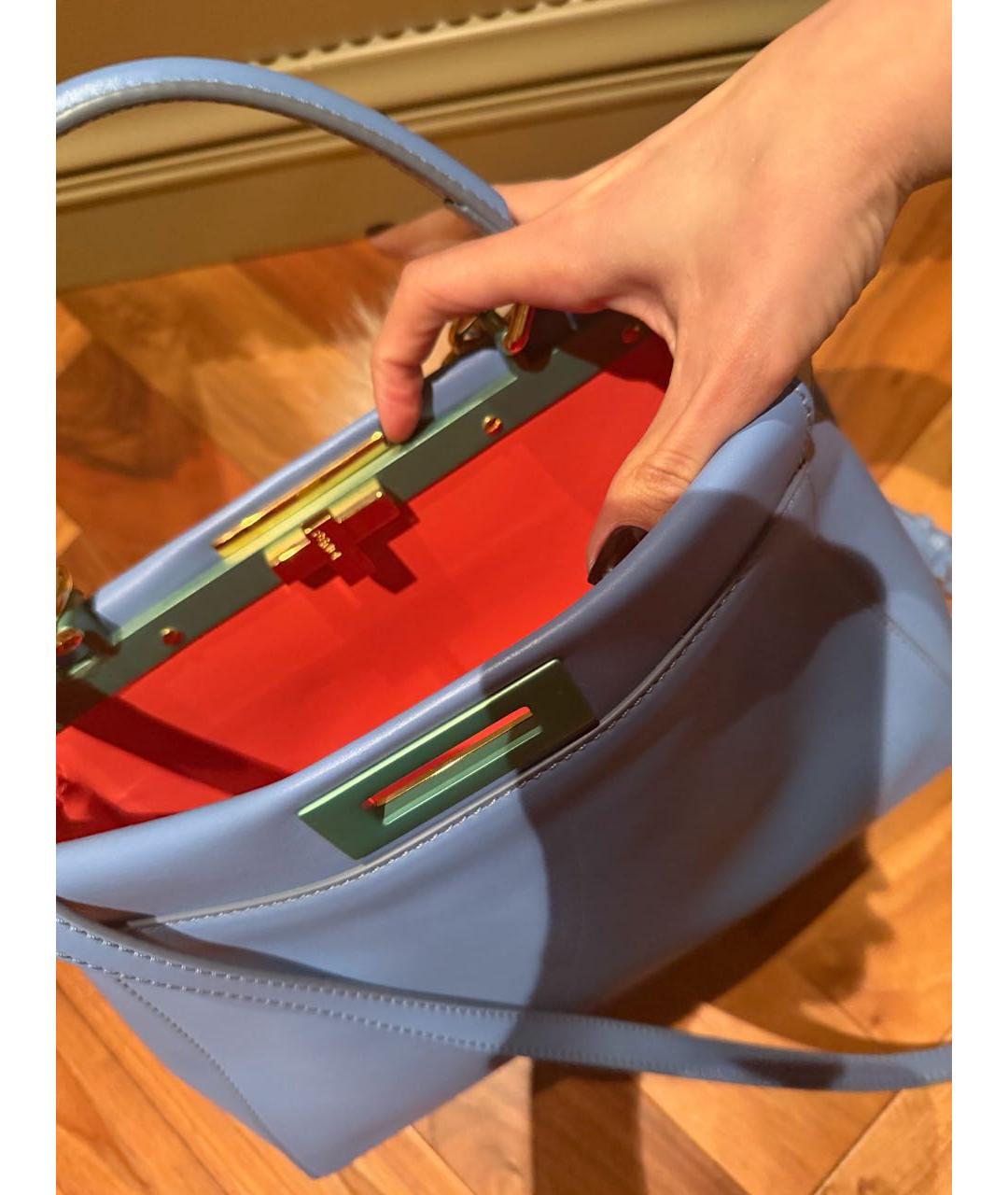 FENDI Голубая кожаная сумка через плечо, фото 5