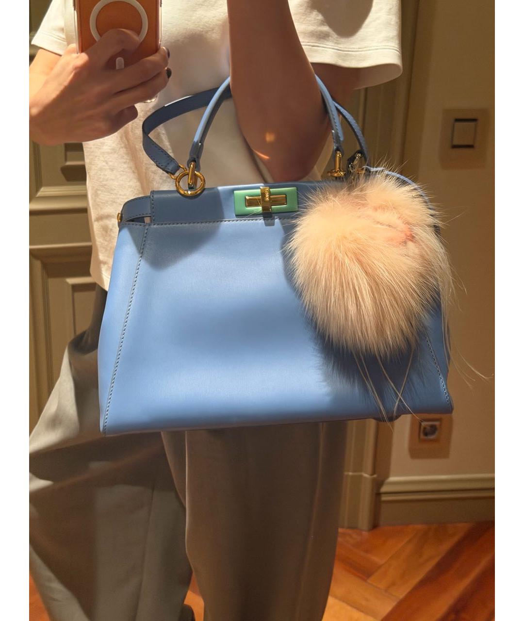 FENDI Голубая кожаная сумка через плечо, фото 3