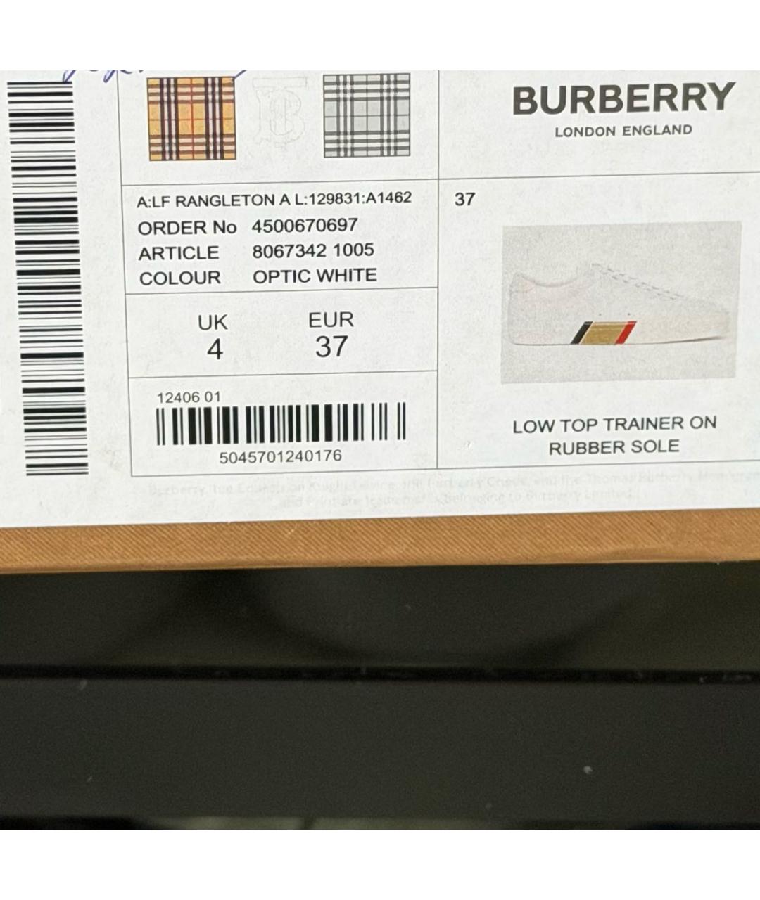 BURBERRY Белые кожаные кеды, фото 5