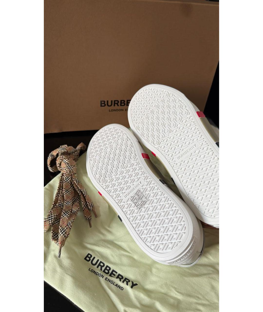 BURBERRY Белые кожаные кеды, фото 3