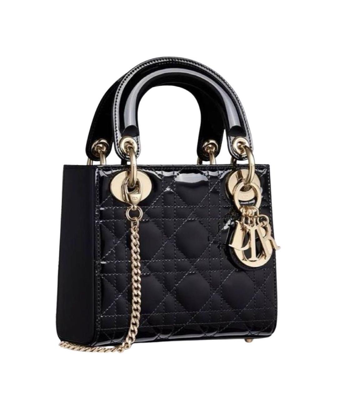 CHRISTIAN DIOR Черная сумка с короткими ручками из лакированной кожи, фото 9