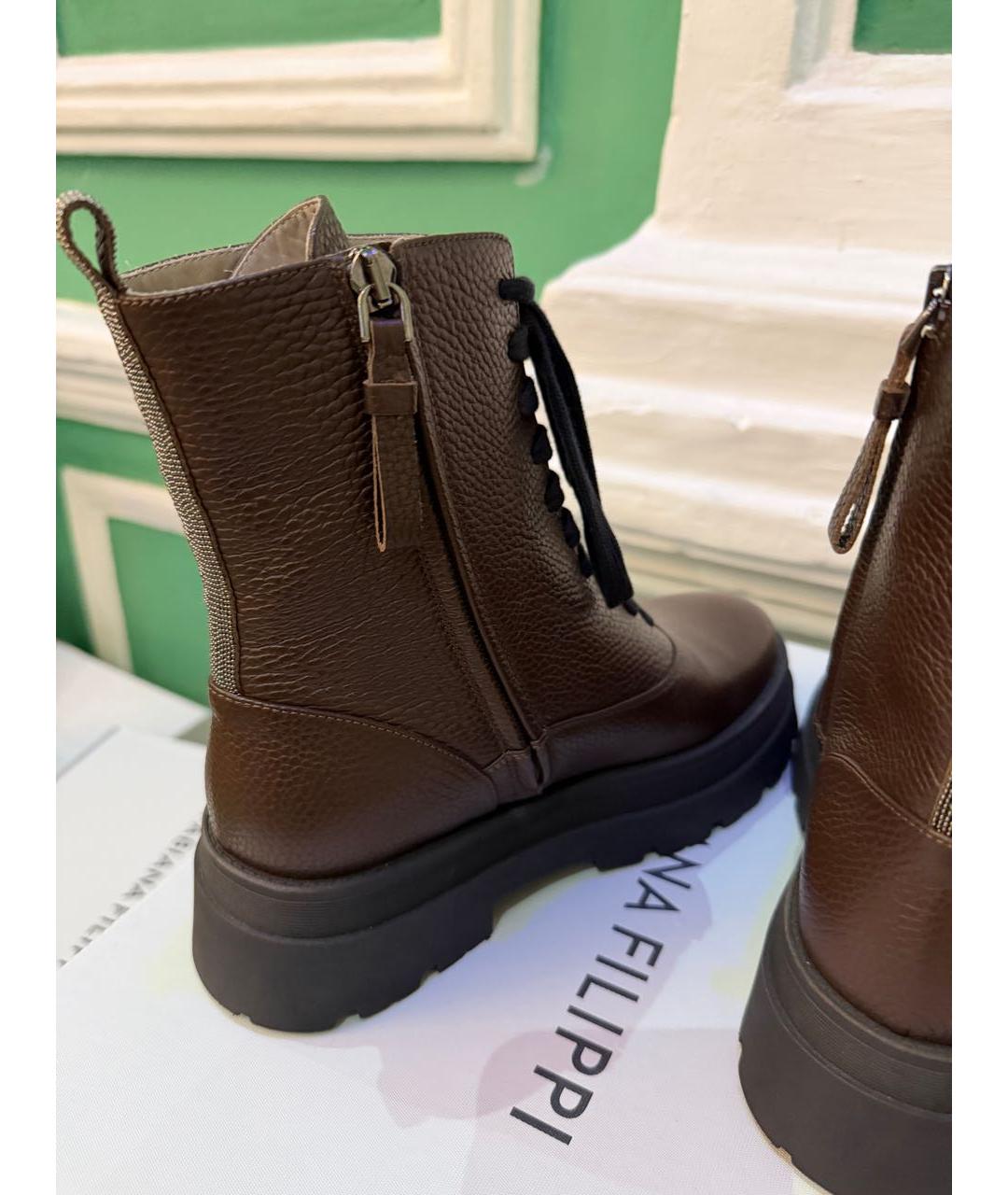 FABIANA FILIPPI Коричневые кожаные ботинки, фото 3