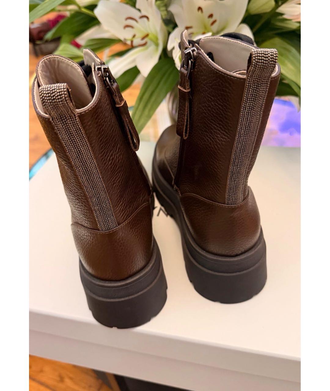 FABIANA FILIPPI Коричневые кожаные ботинки, фото 2