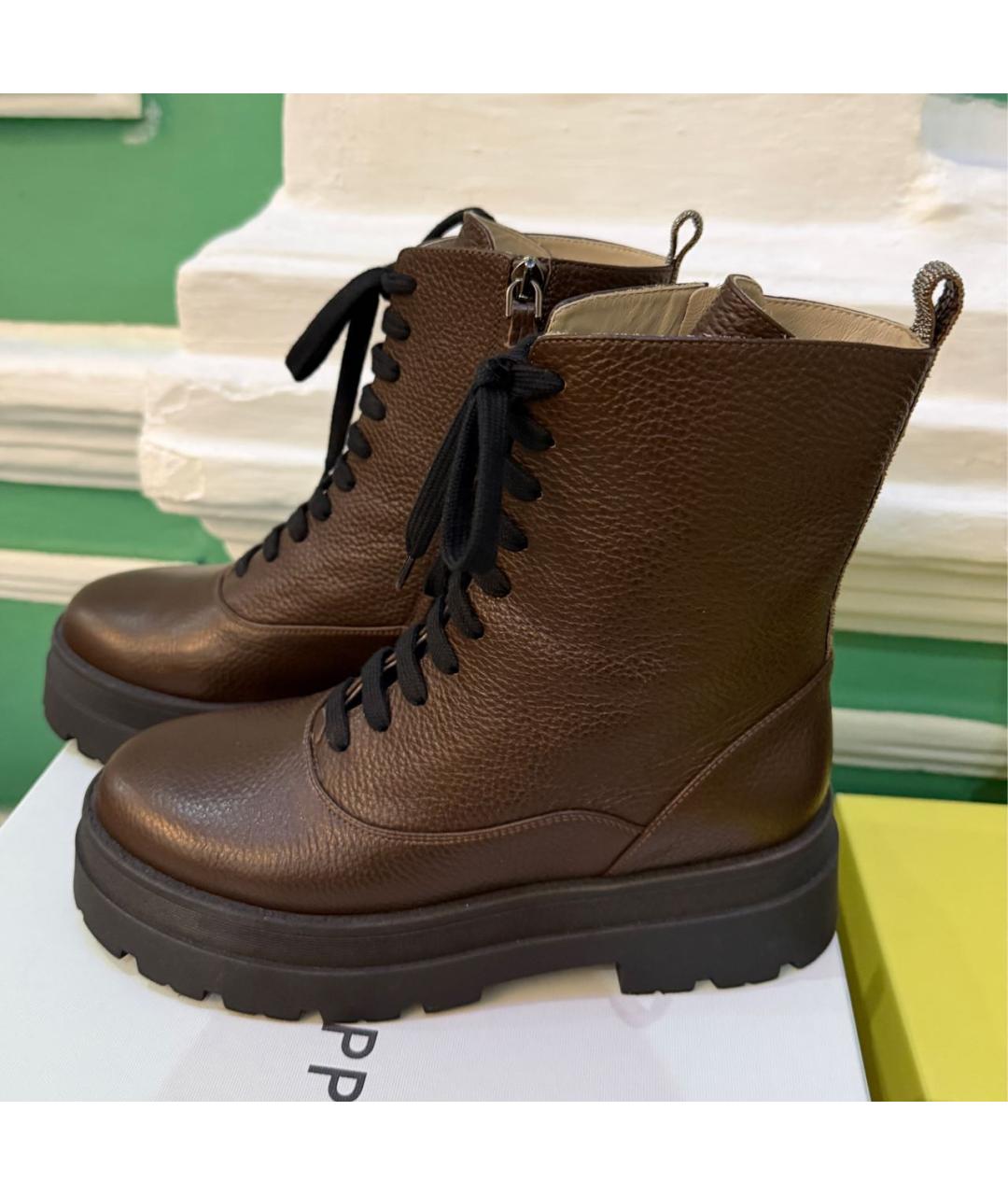 FABIANA FILIPPI Коричневые кожаные ботинки, фото 7