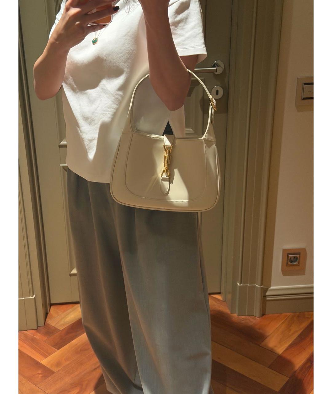 GUCCI Белая кожаная сумка с короткими ручками, фото 2