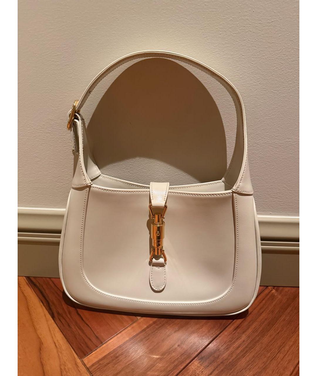 GUCCI Белая кожаная сумка с короткими ручками, фото 6