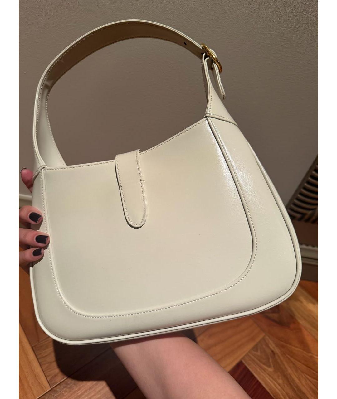 GUCCI Белая кожаная сумка с короткими ручками, фото 4