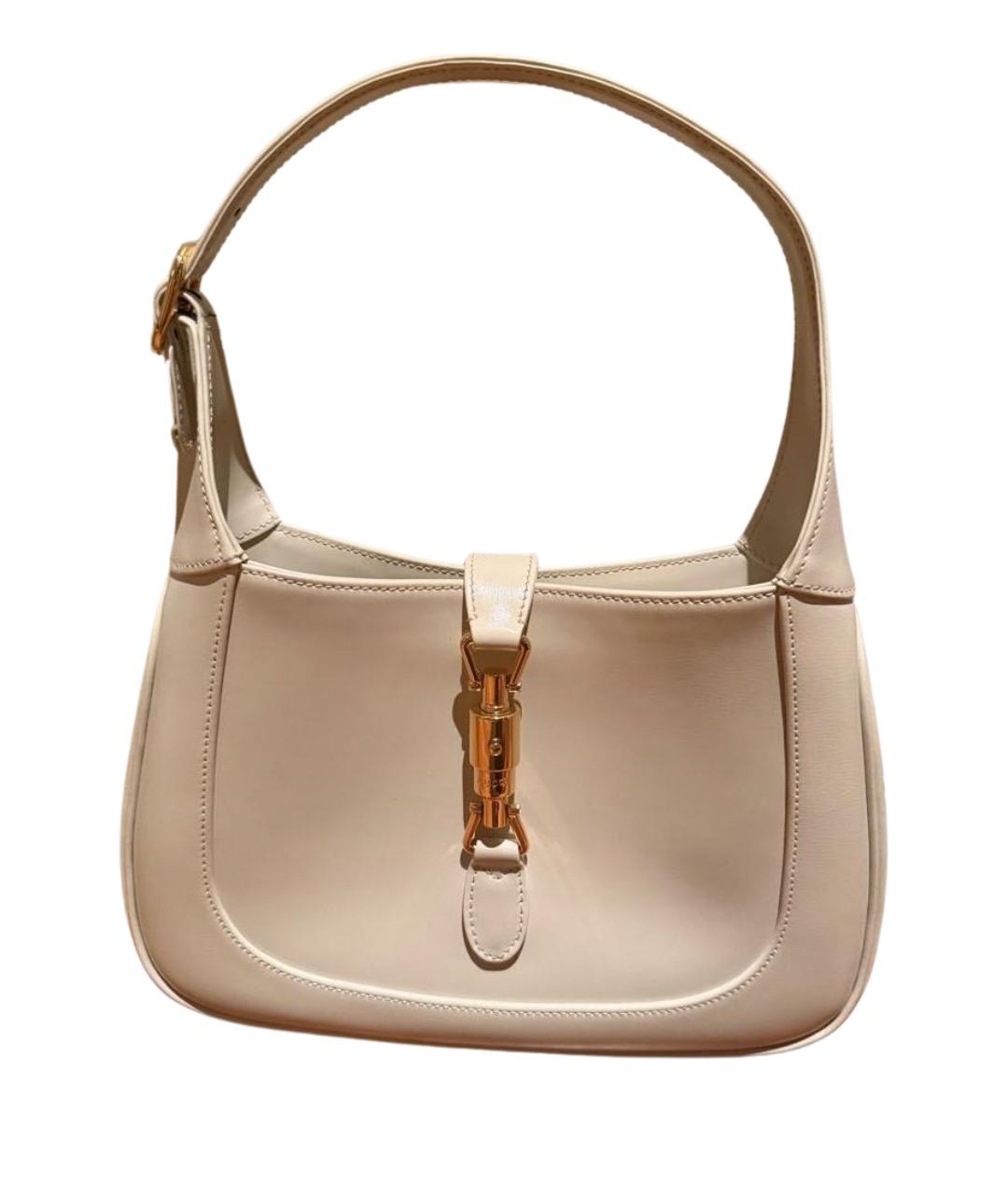 GUCCI Белая кожаная сумка с короткими ручками, фото 1