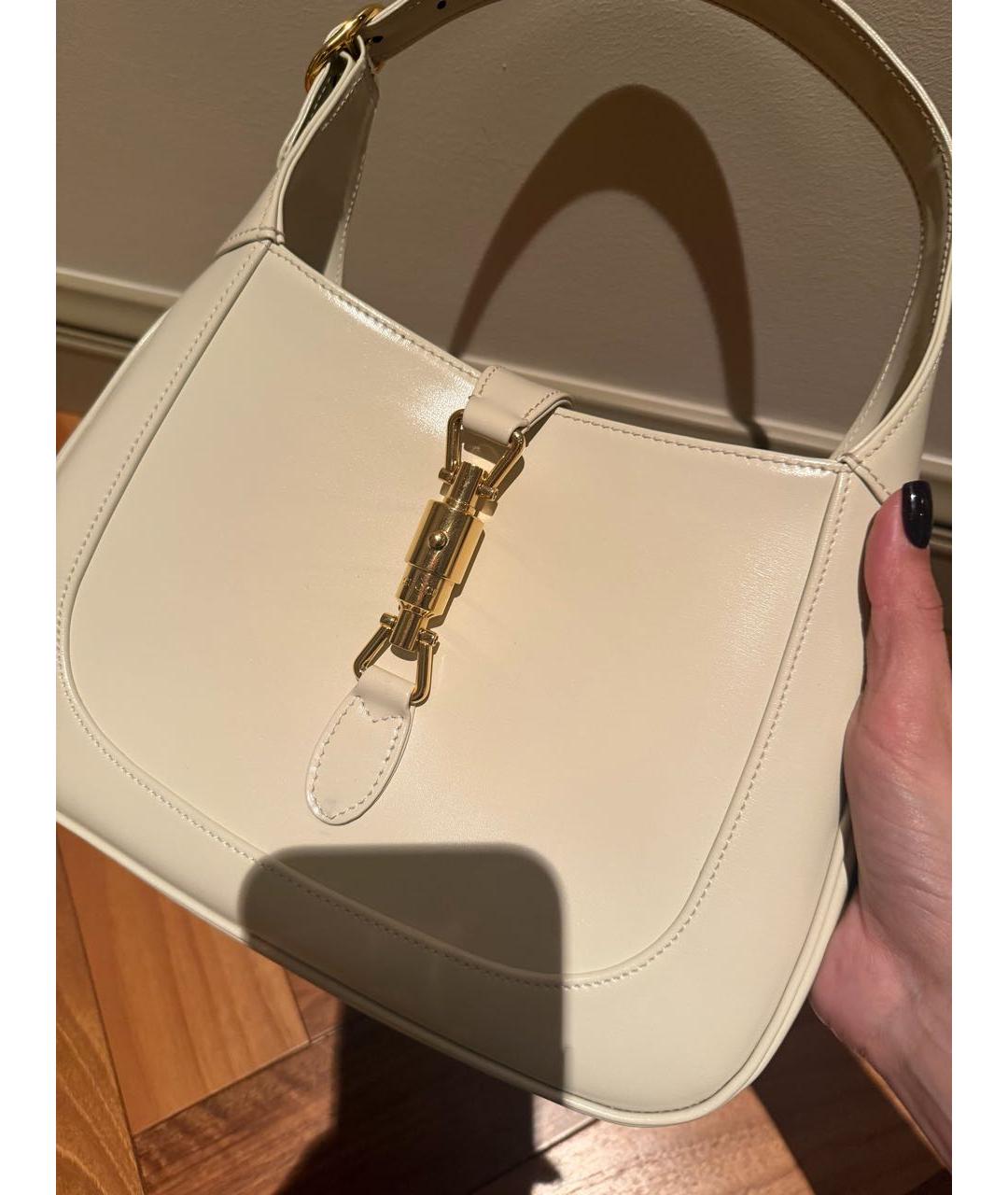 GUCCI Белая кожаная сумка с короткими ручками, фото 5