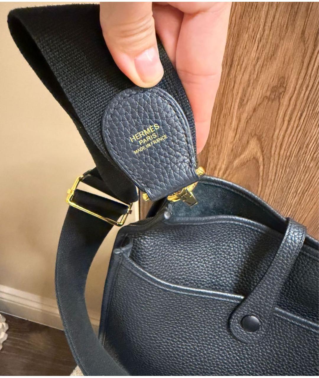 HERMES Черная кожаная сумка через плечо, фото 6