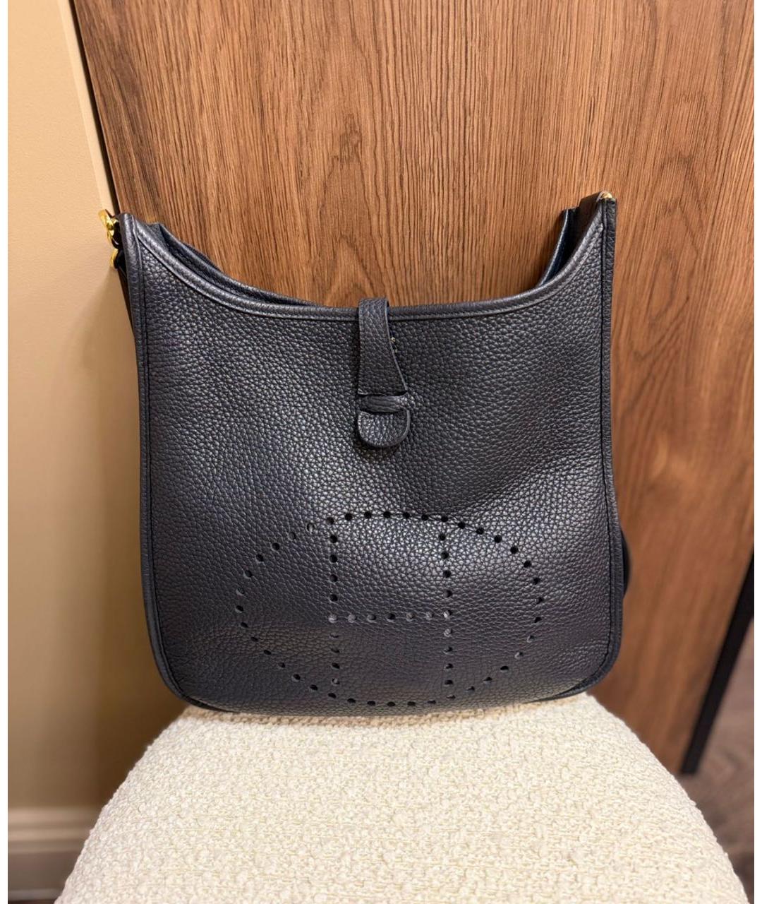 HERMES Черная кожаная сумка через плечо, фото 8