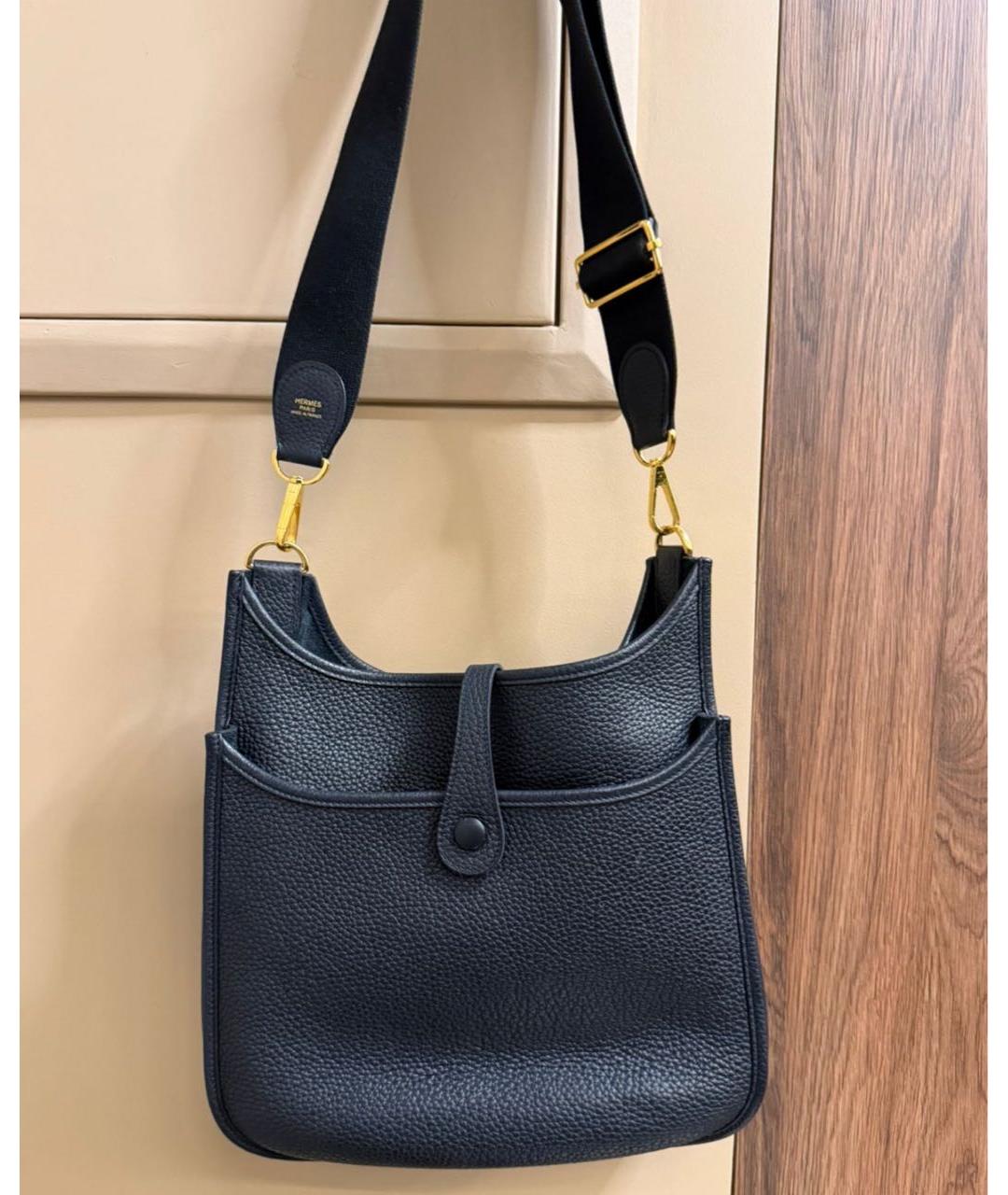 HERMES Черная кожаная сумка через плечо, фото 3