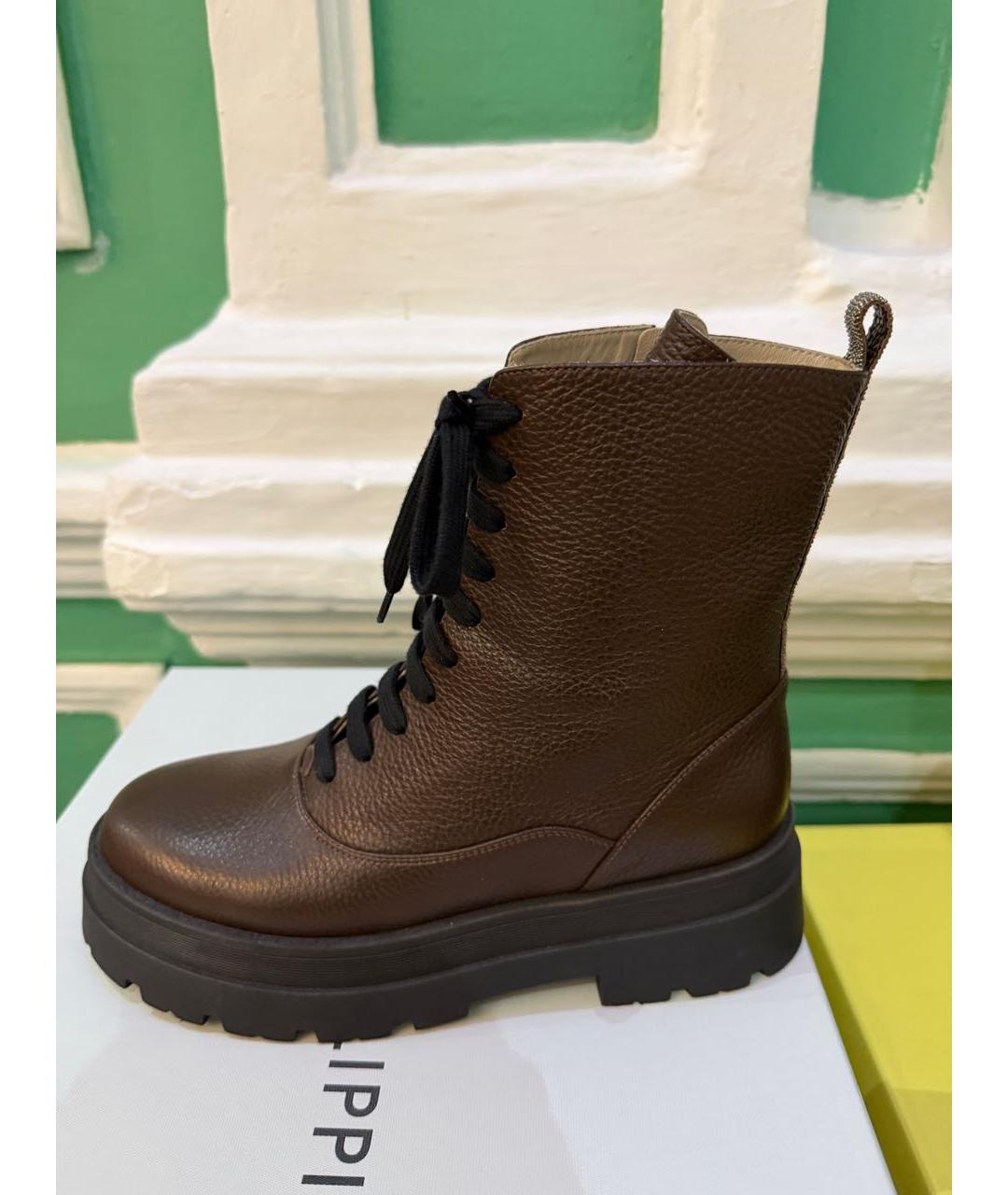 FABIANA FILIPPI Коричневые кожаные ботинки, фото 5