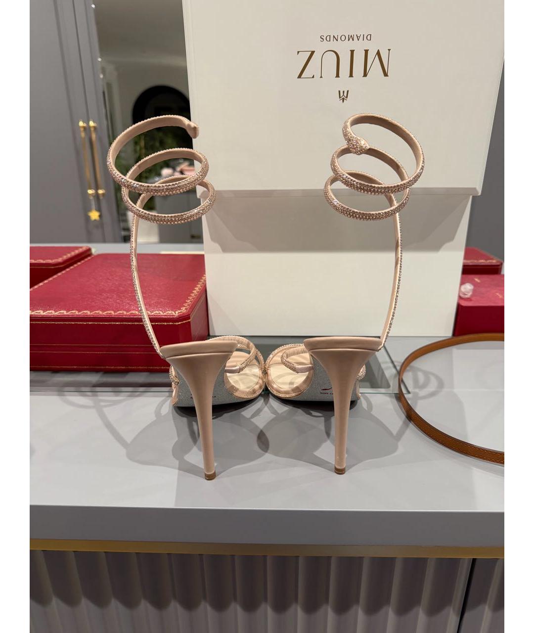 RENE CAOVILLA Бежевые кожаные босоножки, фото 4