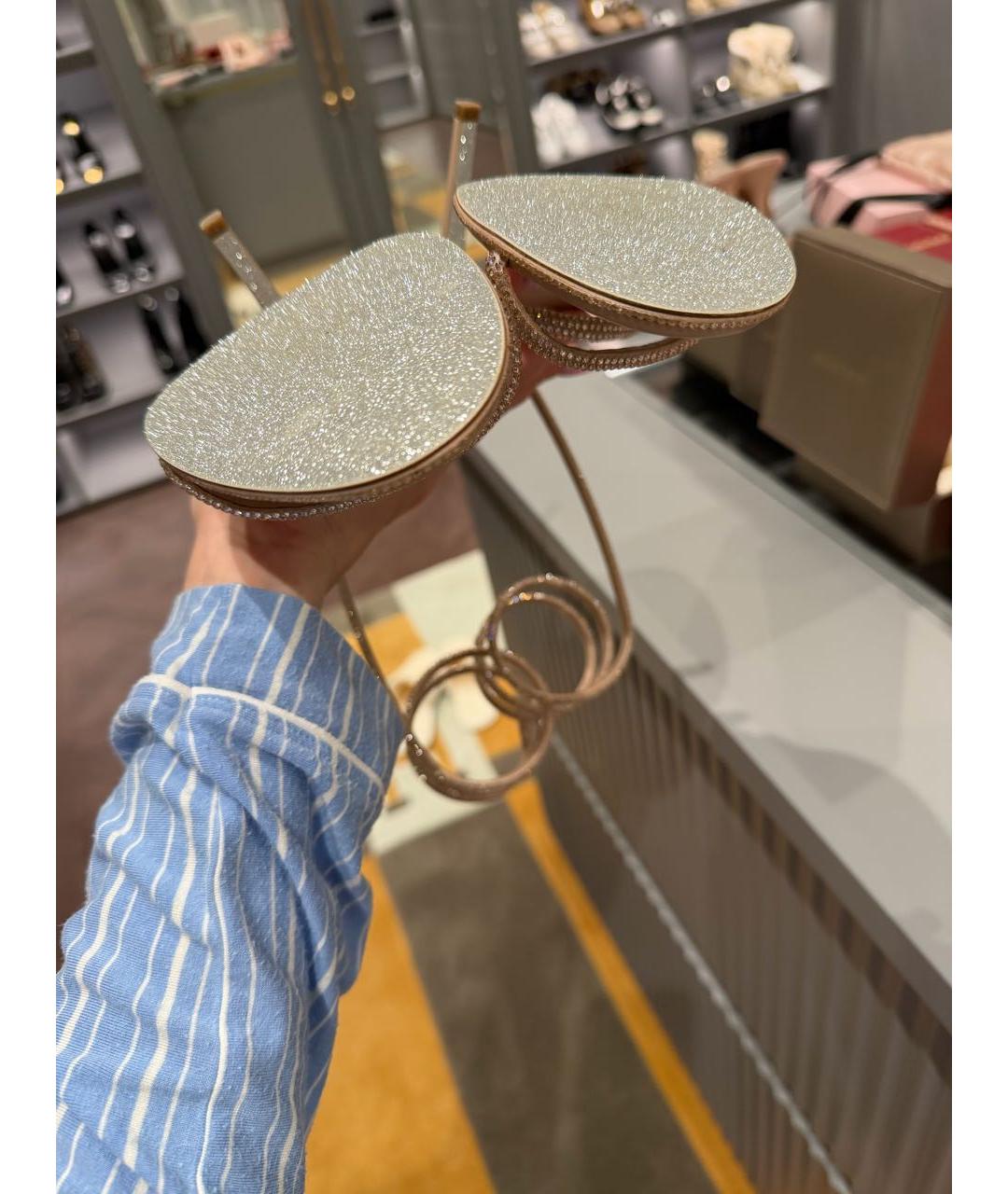 RENE CAOVILLA Бежевые кожаные босоножки, фото 6