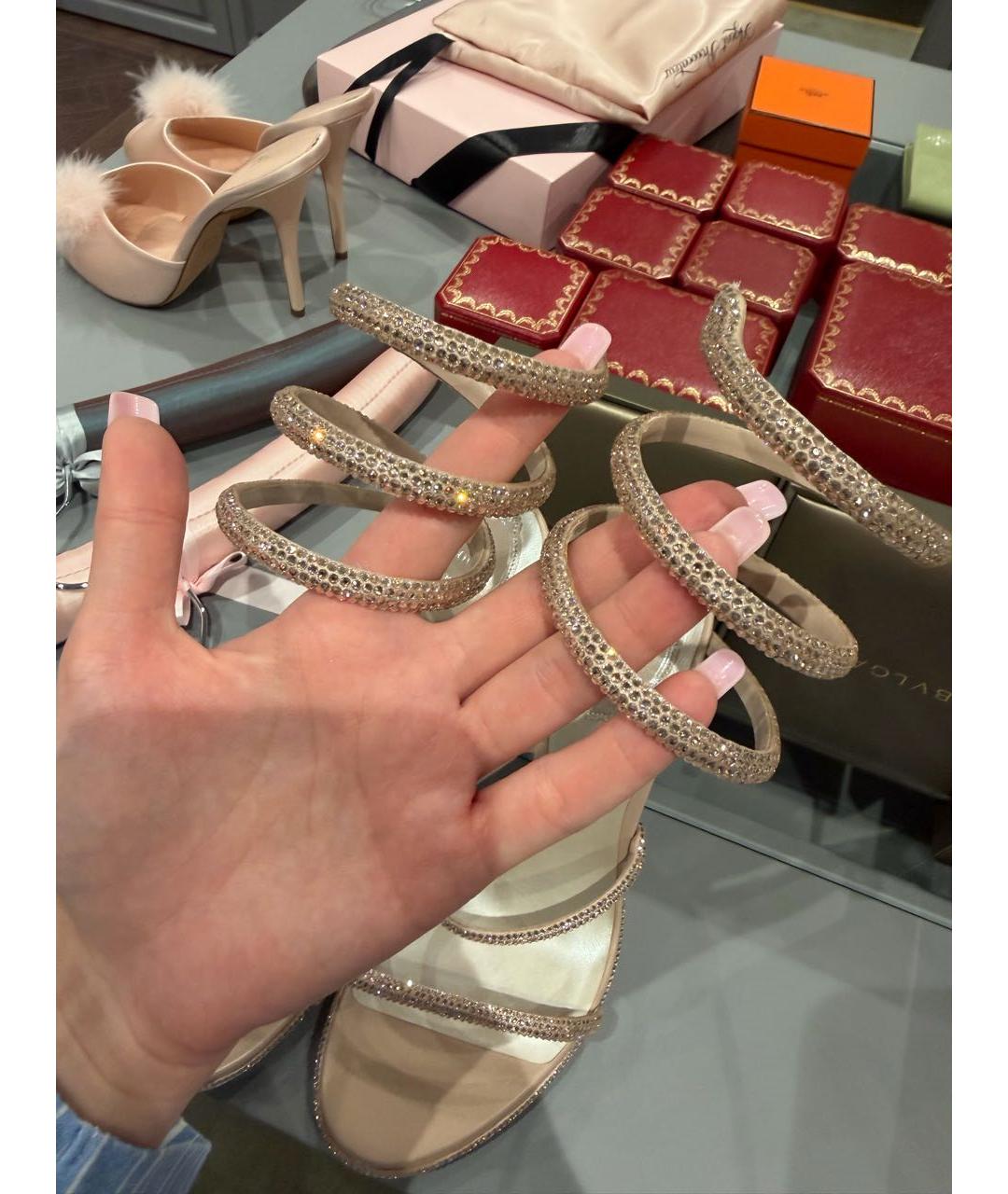 RENE CAOVILLA Бежевые кожаные босоножки, фото 8