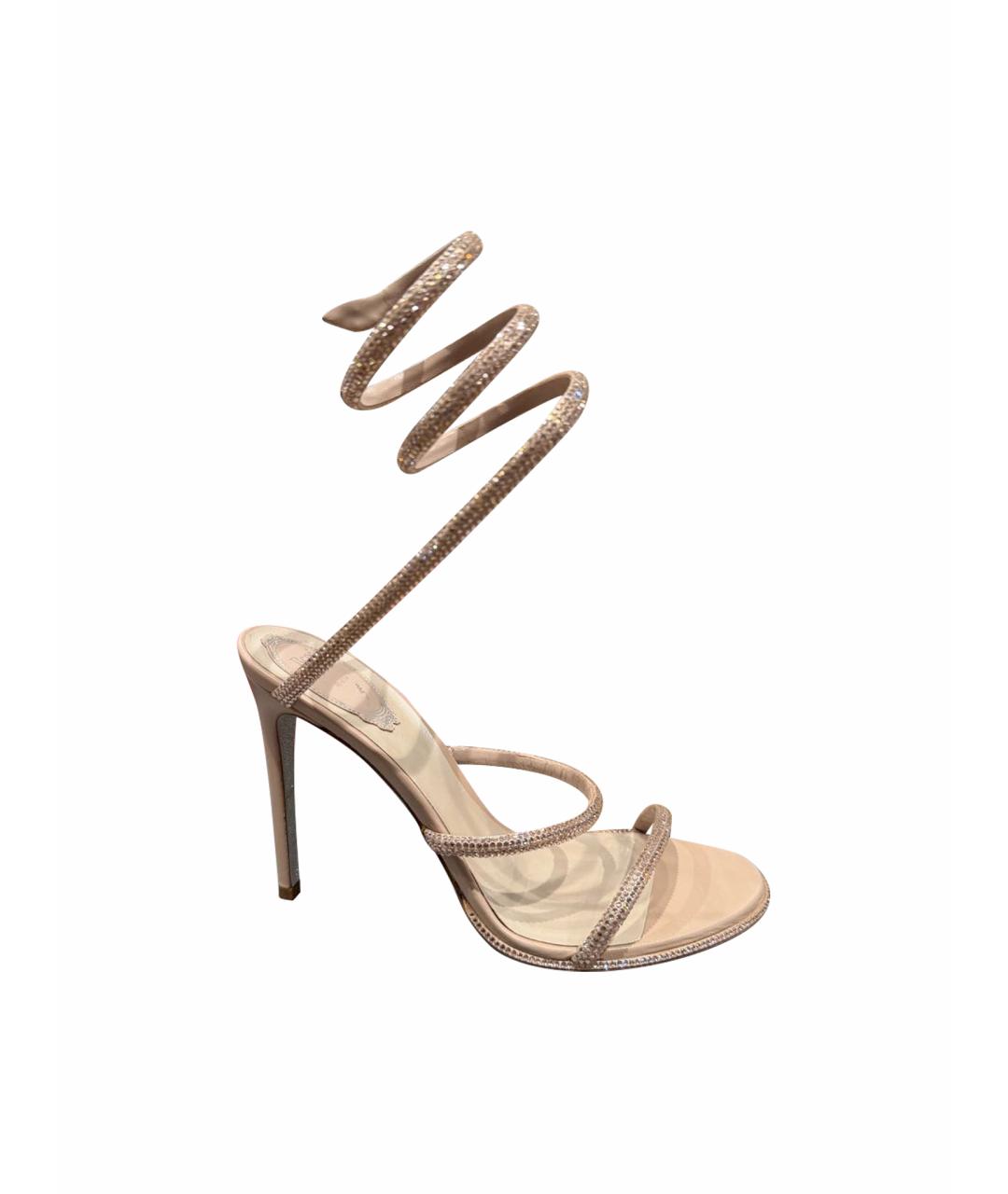 RENE CAOVILLA Бежевые кожаные босоножки, фото 1