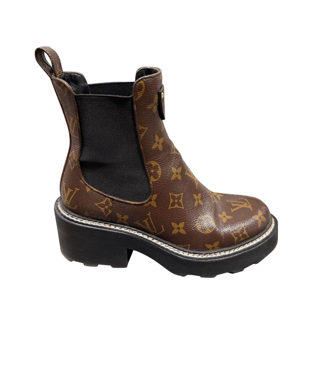 LOUIS VUITTON Коричневые кожаные ботинки, фото 1