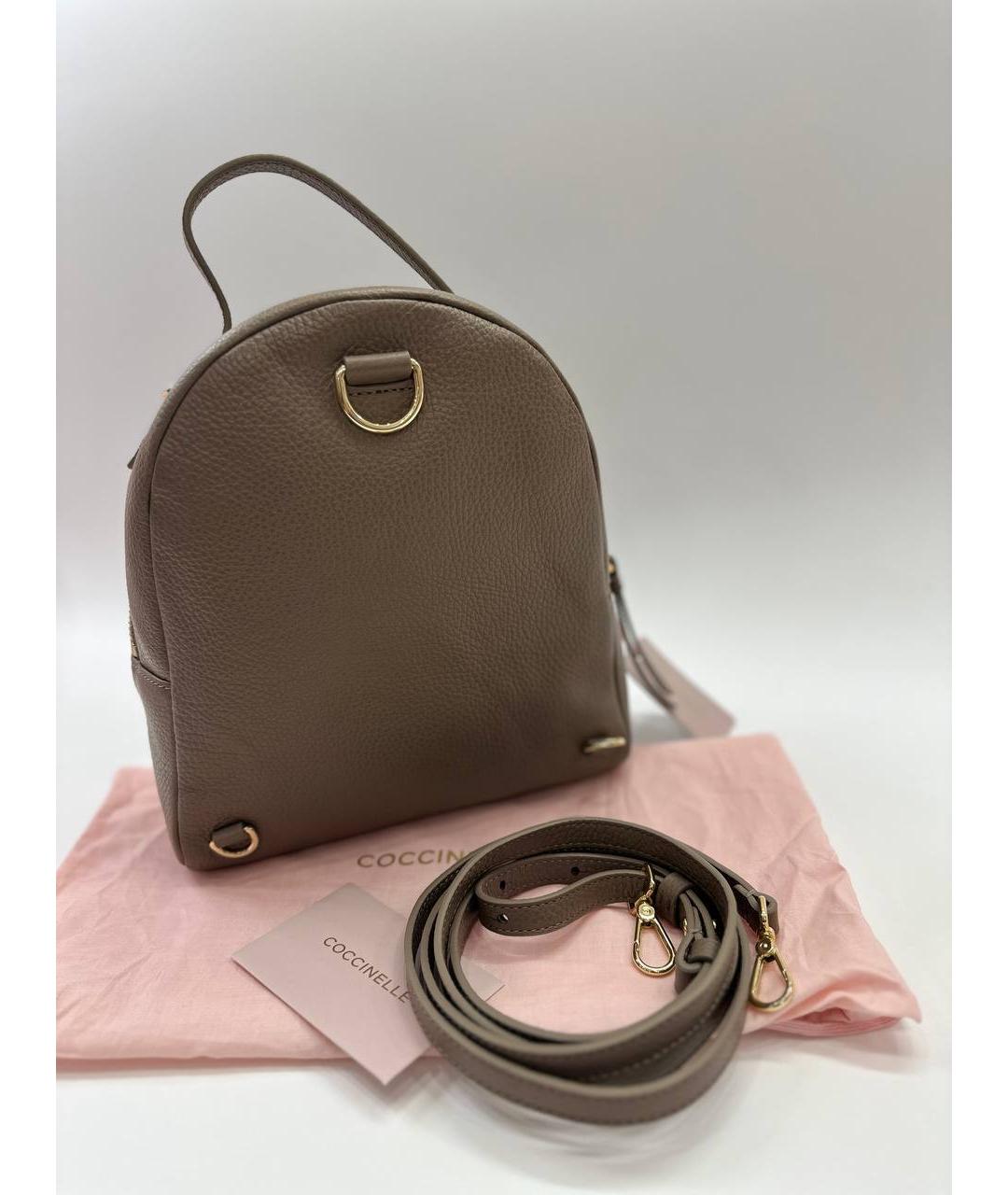 COCCINELLE Бежевый кожаный рюкзак, фото 4