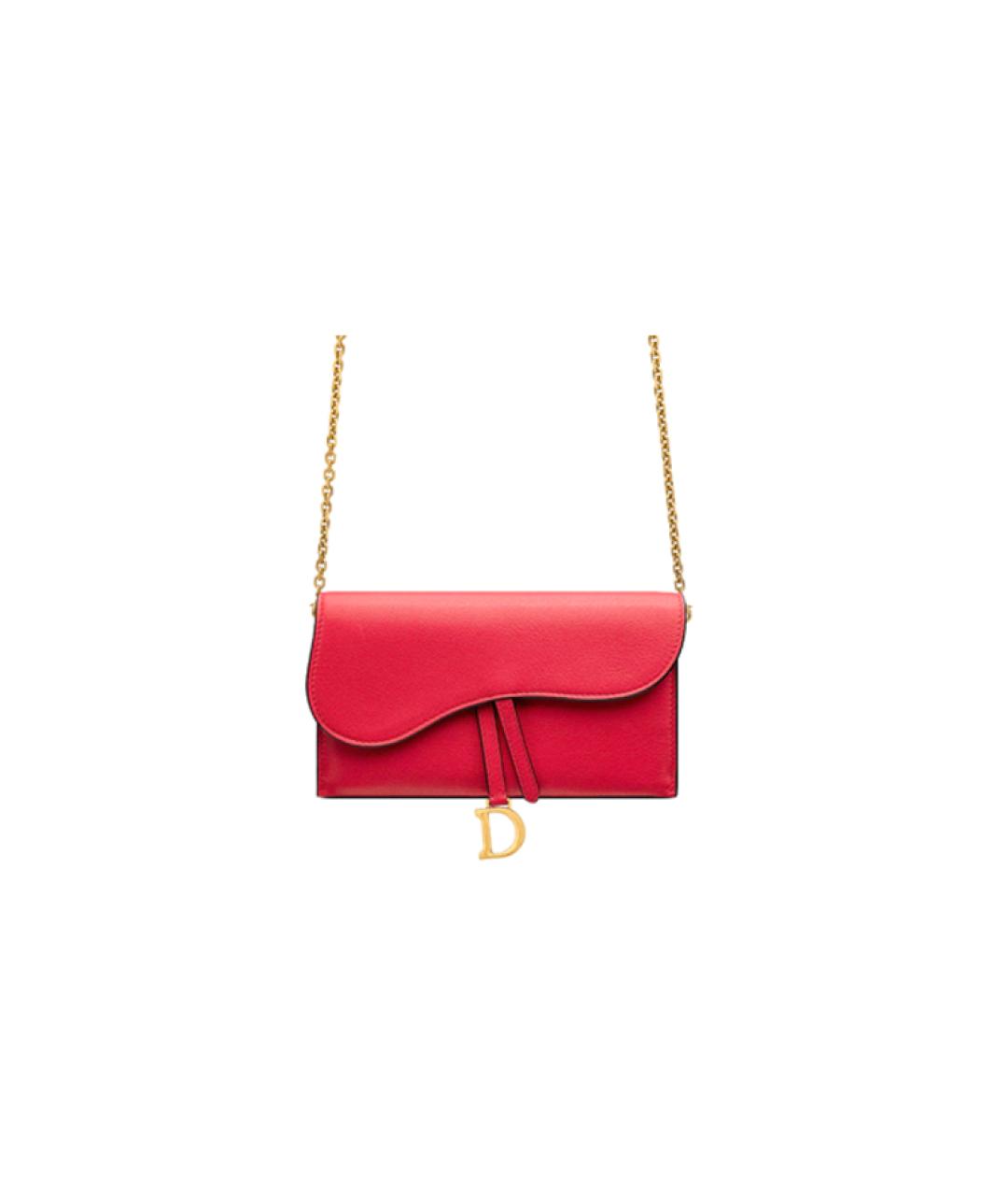 CHRISTIAN DIOR Красный кожаный кошелек, фото 2