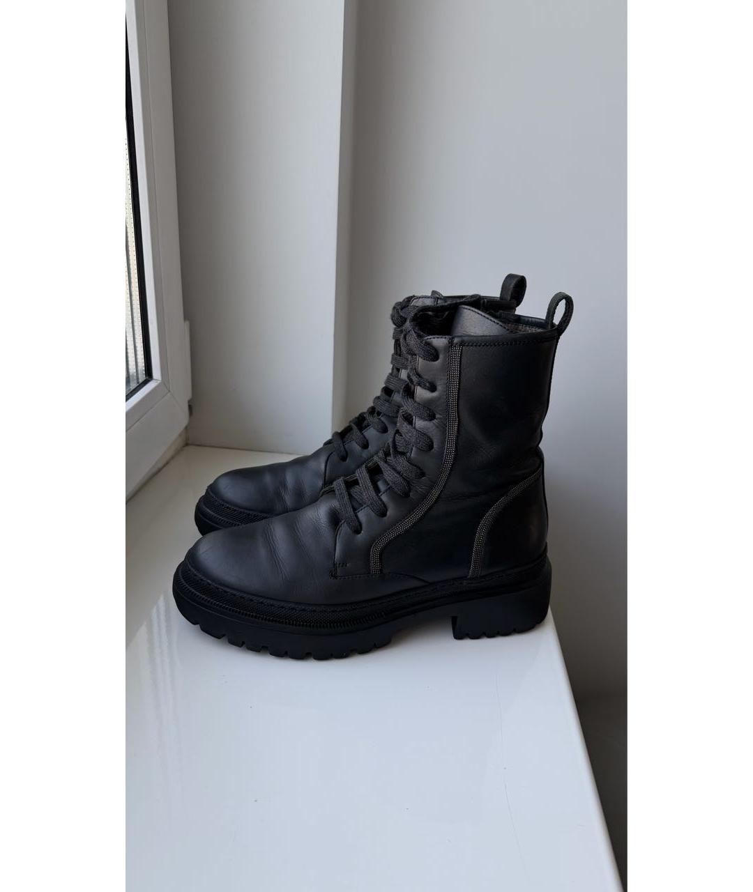 BRUNELLO CUCINELLI Черные кожаные ботинки, фото 5