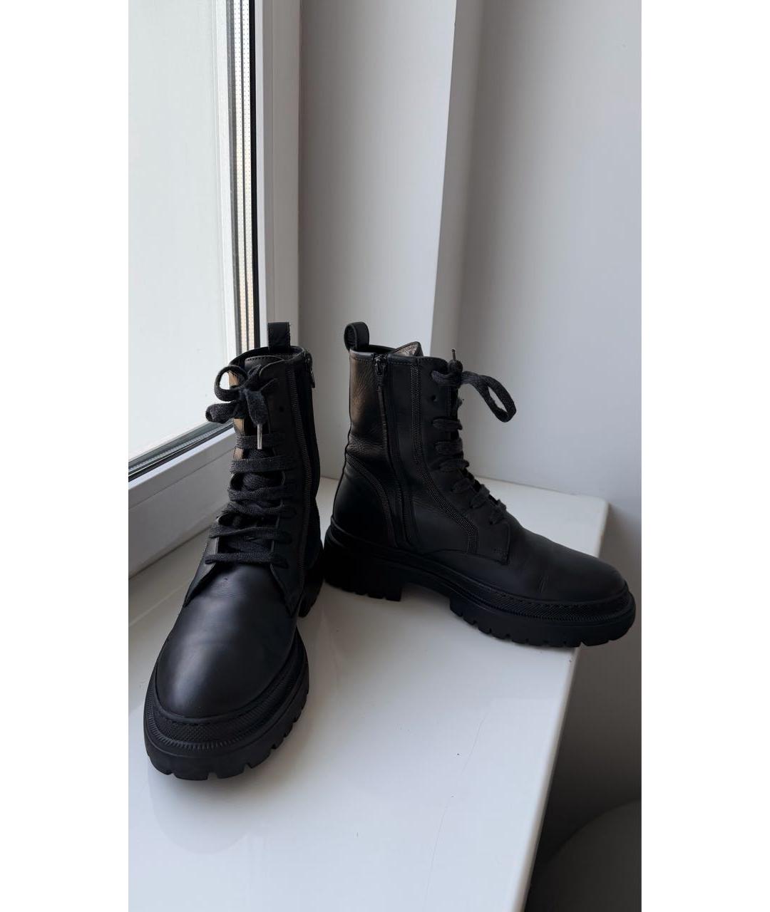 BRUNELLO CUCINELLI Черные кожаные ботинки, фото 3