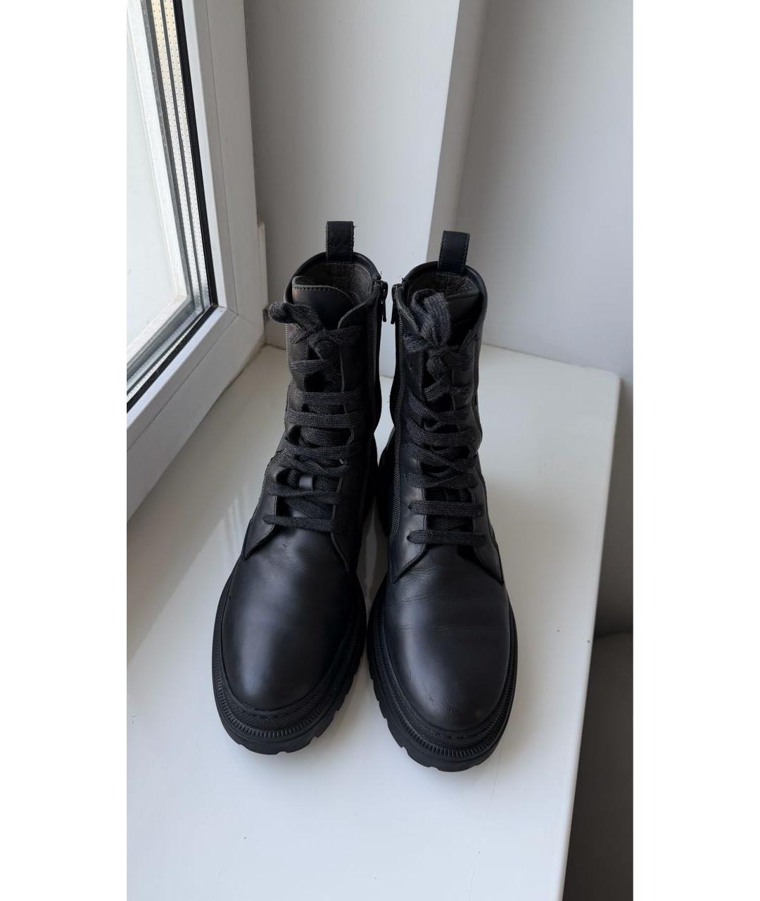 BRUNELLO CUCINELLI Черные кожаные ботинки, фото 2