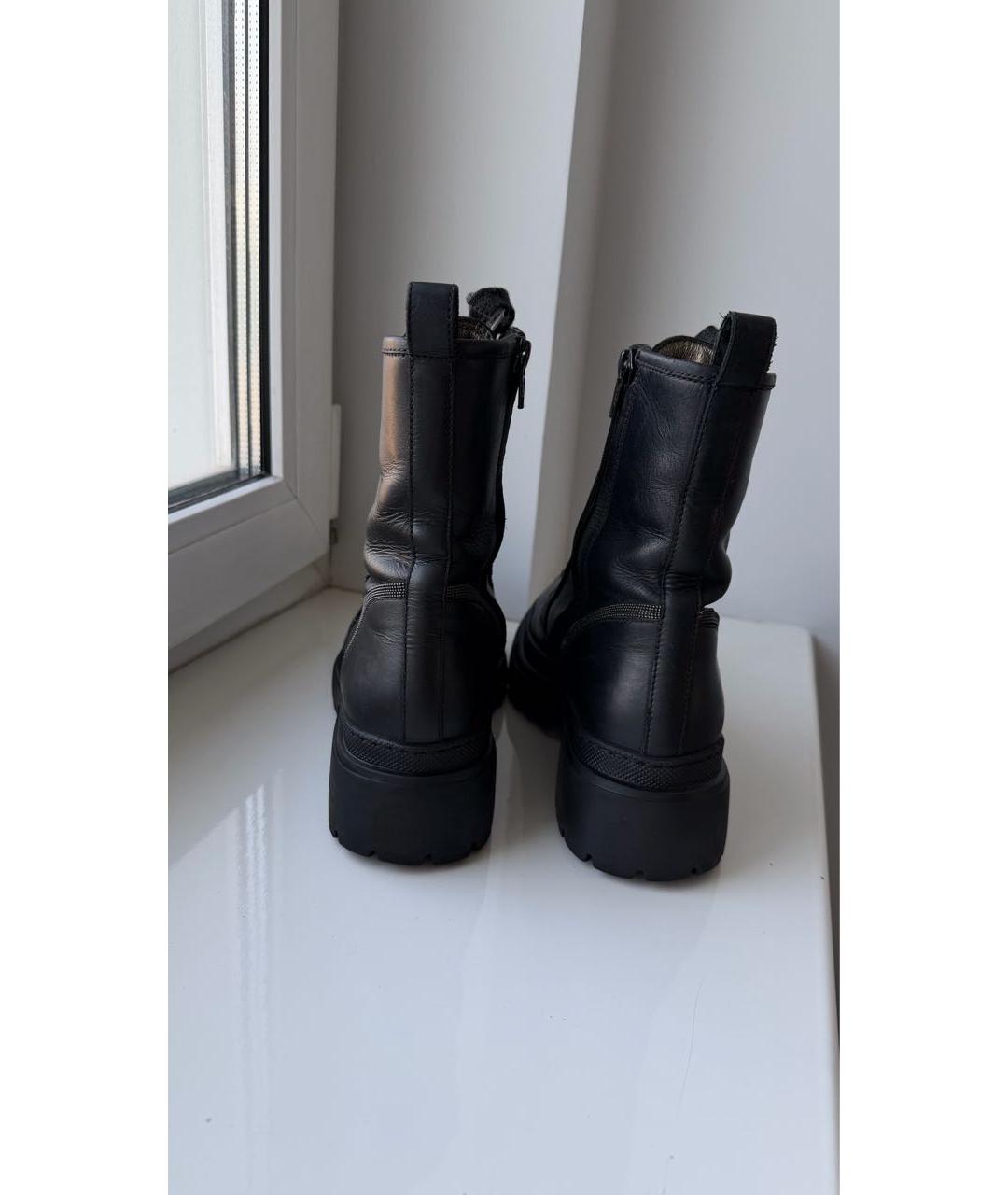 BRUNELLO CUCINELLI Черные кожаные ботинки, фото 4