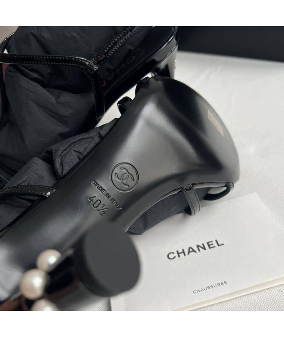 CHANEL Черные кожаные босоножки, фото 5