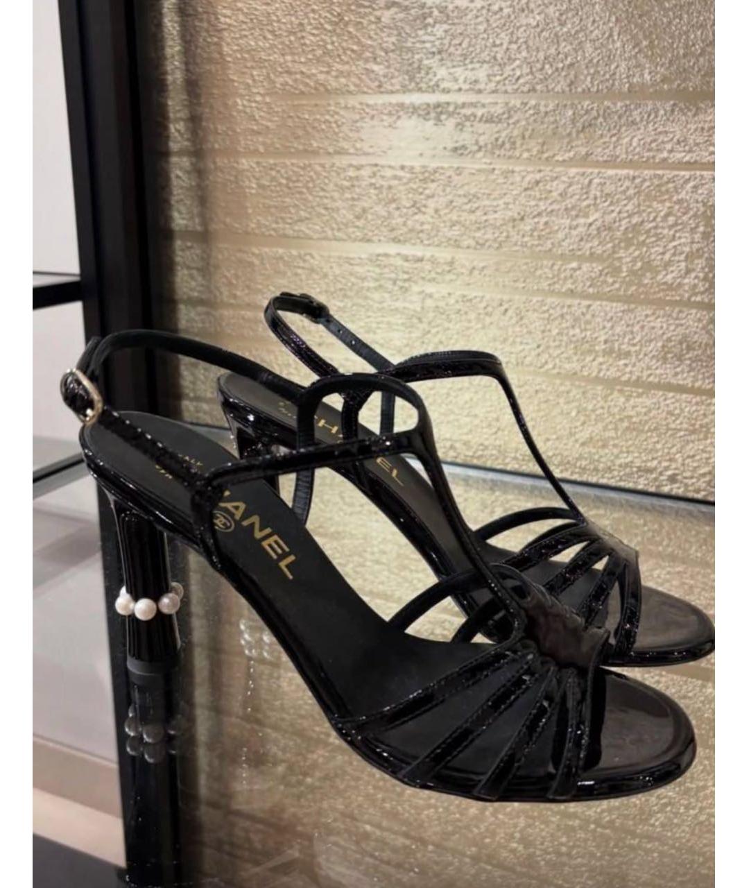 CHANEL Черные кожаные босоножки, фото 2