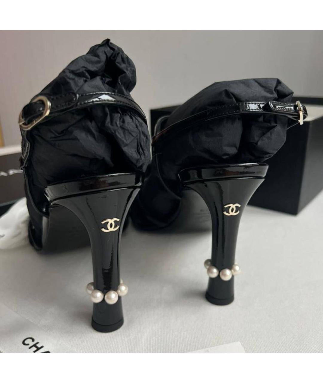 CHANEL Черные кожаные босоножки, фото 3